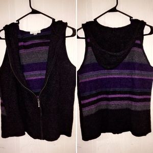 Coldwater creek wool hooded vest jacket